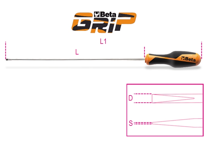 1264l - chave de fenda longa sem cabeça beta grip 