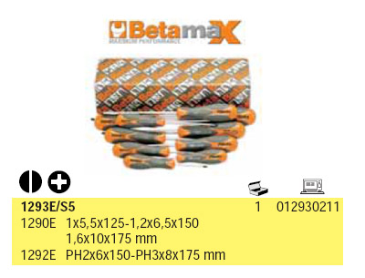 1293e/s5 - jogo de chave de fenda e philips com sextavado auxiliar betamax 