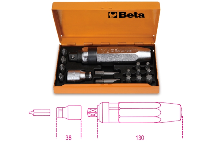 1295/c14 - jogo de chave de impacto manual com acessórios em estojo metálico 