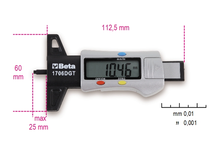 1706dgt - medidor digital de sulco de pneu 