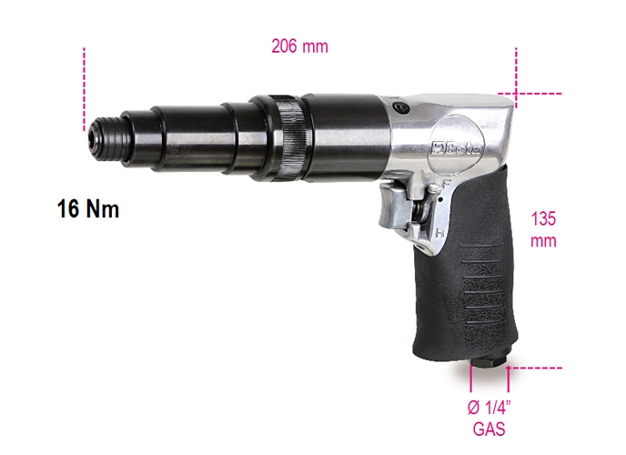 1935f - parafusadeira pneumática reversável tipo pistola 1/4 