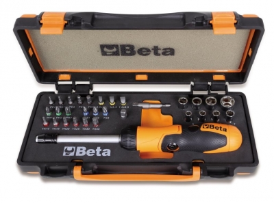 860/c38p - jogo de catraca reversivel para bits e acessórios em estojo de plástico 