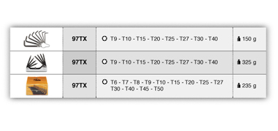 97tx/st8 - jogo de chave tipo allen com ponta torx tipo chaveiro 