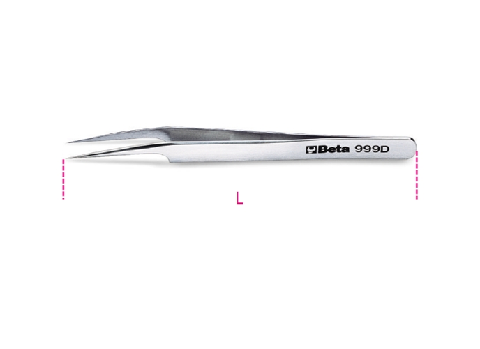 999d - pinça com ponta angular extra-fina inox anti-magnético e resistente à ácidos 