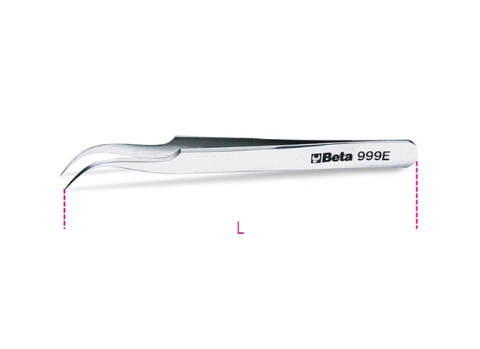999e - pinça com ponta curva extra-fina inox anti-magnético e resistente à ácidos 