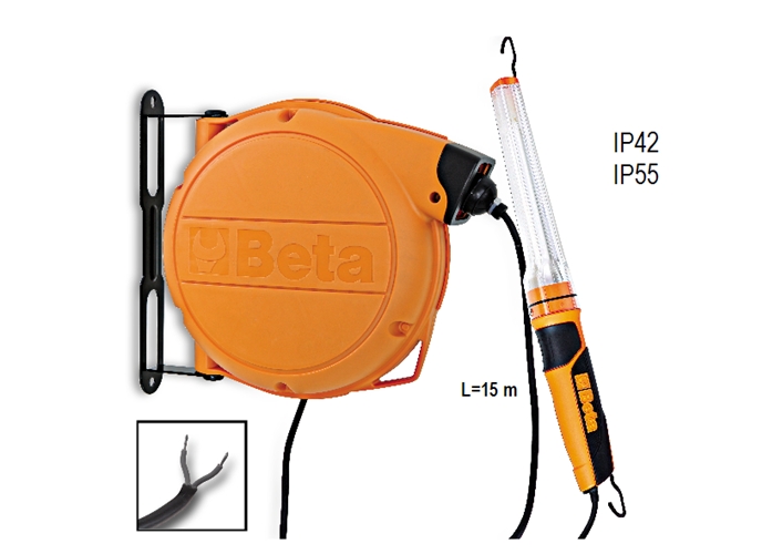 Enrolador automático de cabo com gambiarra de lampada fluorescente 24vac (lampada 11w incluida) 